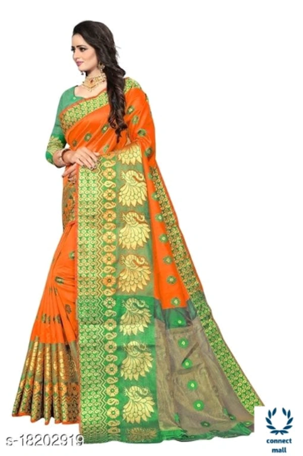 COTTON BASED JACQUARD SAREES  - Saree Length Size-5.5, Blouse Length Size-0.8, Cotton Silk, Zari Woves, Pack of :1